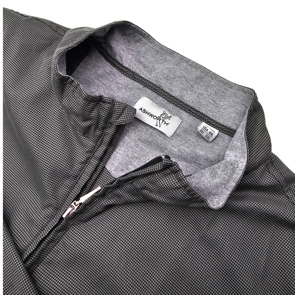 Ashworth Pullover 1/4 Zip Windbreaker Jacket Brown and Gray Check S 4XL - Picture 2 of 8